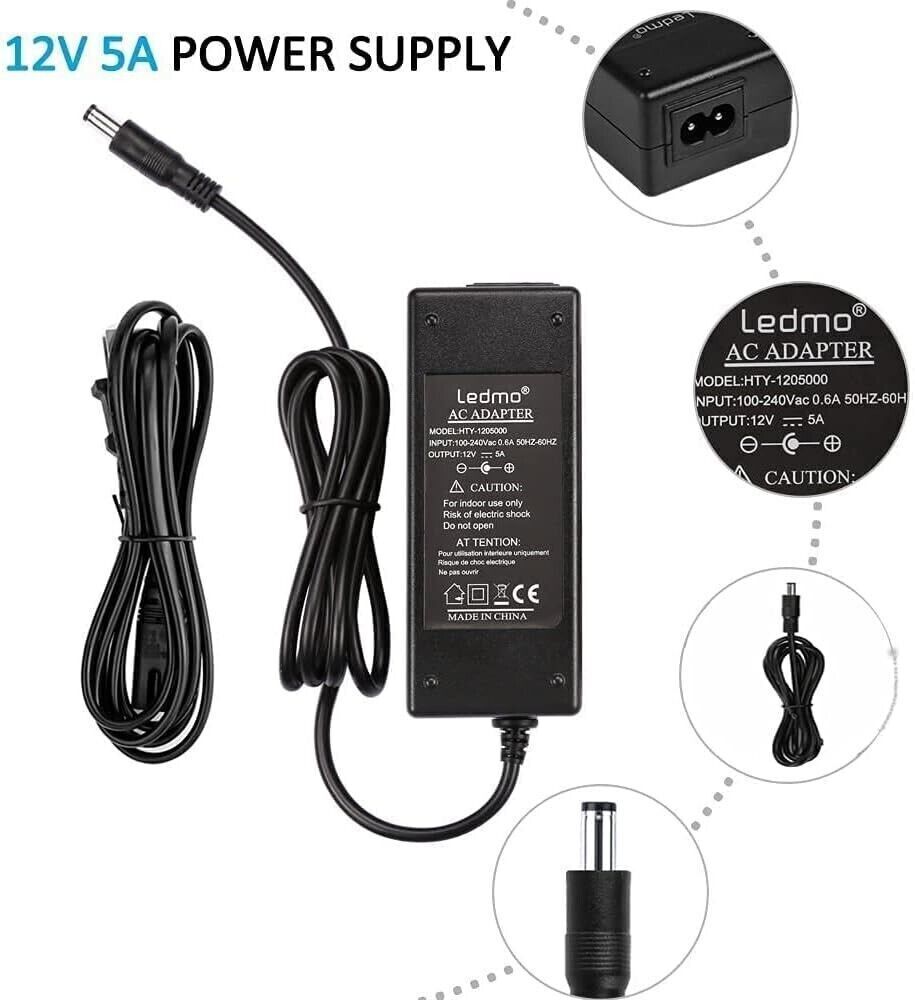 Alimentatore Trasformatore 60W 12V per Notebook, Striscia LED, Schermo TFT-LCD