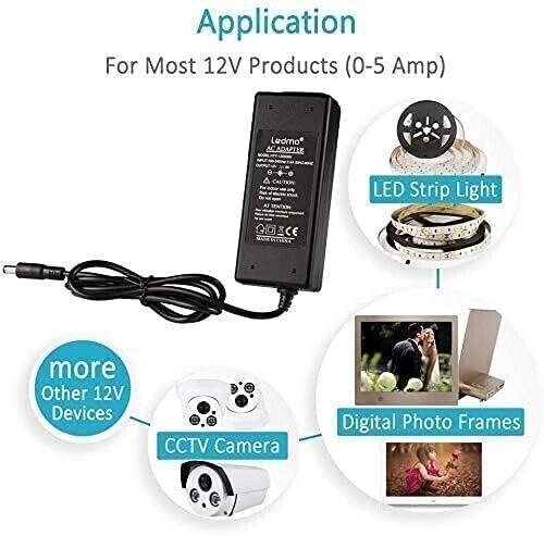 Alimentatore Trasformatore 60W 12V per Notebook, Striscia LED, Schermo TFT-LCD