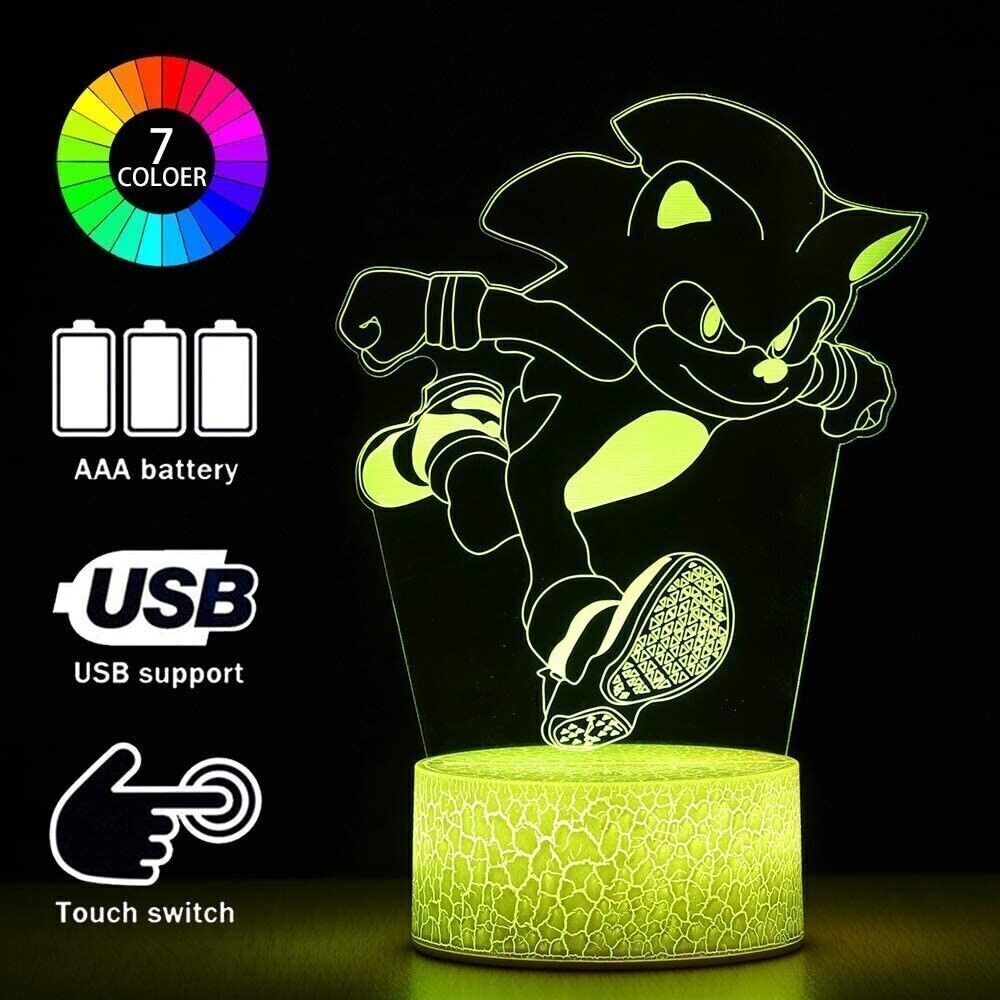 3D Anime Luce Notturna Giocattolo, 2 Modelli 16 Cambia Colore con Telecomando