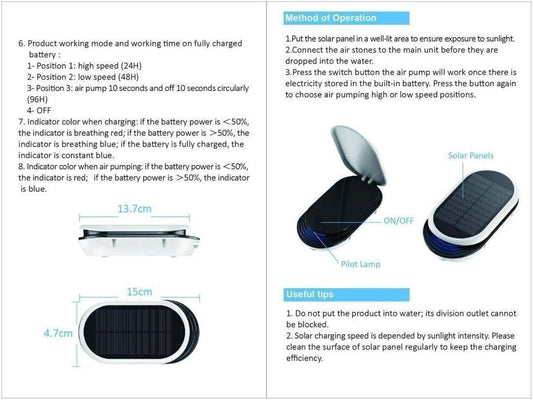 Kit ossigenatore portatile ad energia solare, pratico e portatile a bassa