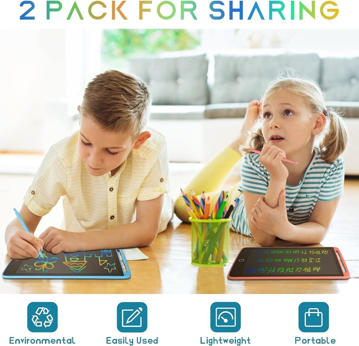Tablet per bambini, 2 pezzi, tavoletta da scrittura a colori, tavoletta da diseg