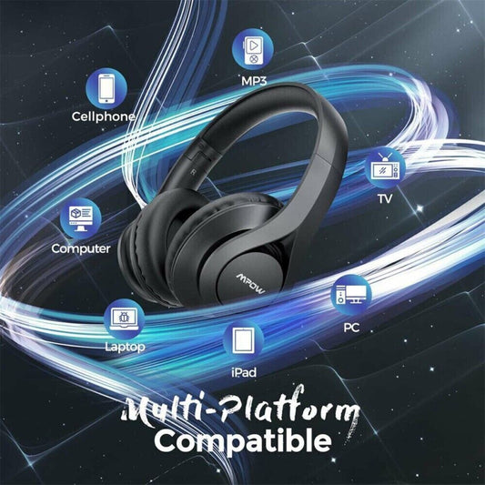 Cuffie MPOW 059 Lite BH451B, wireless e cablate, BT 5.0, nere