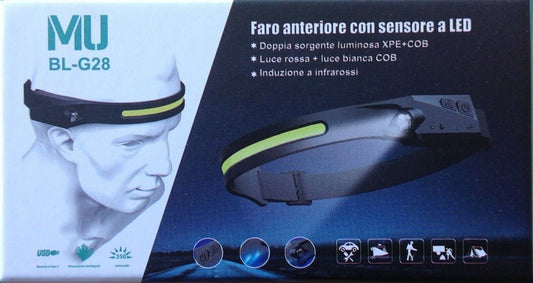Lampada Frontale Led Con Sensore Torcia Da Testa Per Bicicletta Ed Escursionismo