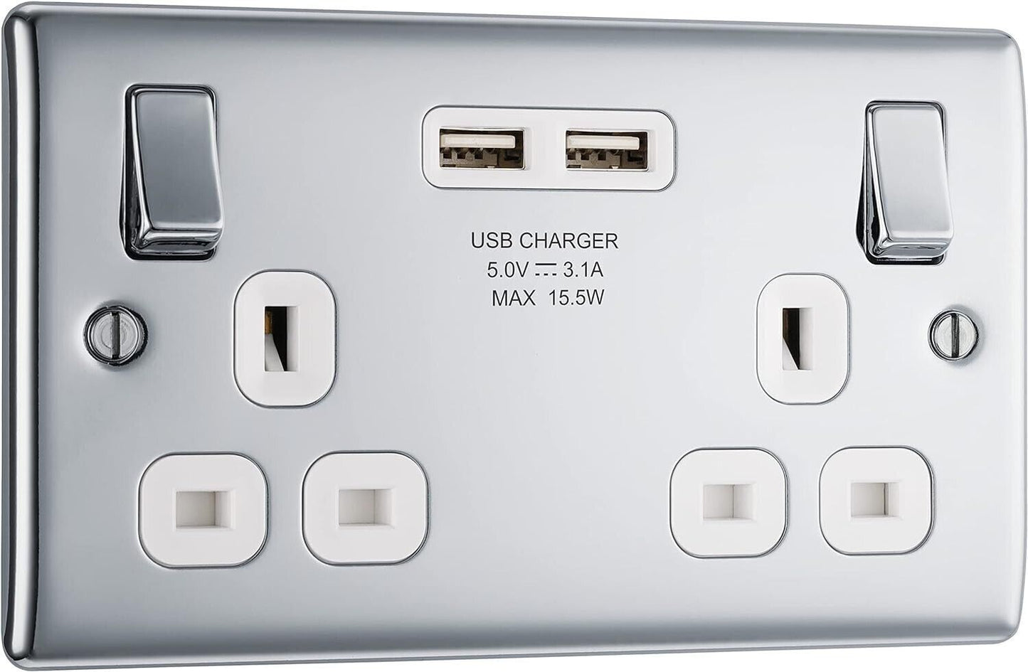 BG Electrical npc22u3w Presa di corrente a ricarica rapida a doppia