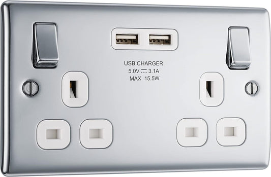 BG Electrical npc22u3w Presa di corrente a ricarica rapida a doppia