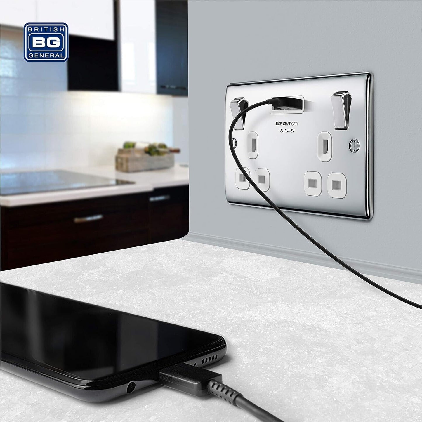 BG Electrical npc22u3w Presa di corrente a ricarica rapida a doppia