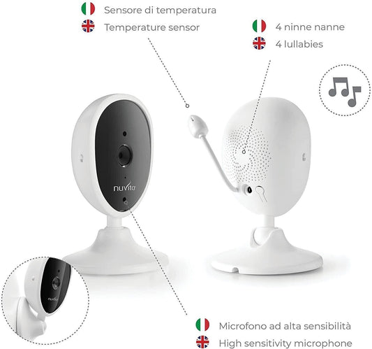 Nuvita Video Baby Monitor Digitale VIDEOVOICE 4.3 Wi-fi, Termometro E Melodie