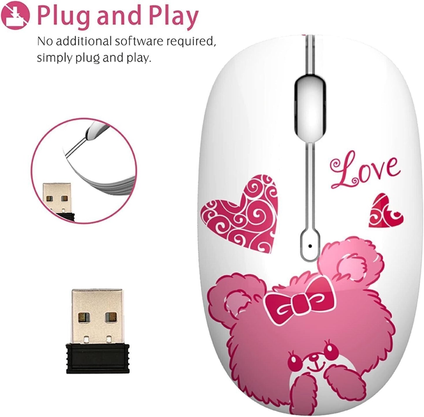 Mouse Wireless TENMOSS M101 impatico Mouse Silenzioso per Computer