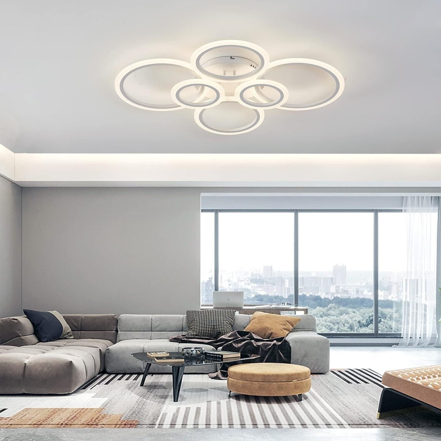 Plafoniera LED, diametro 80 cm, bianca, con funzione memoria, plafoniera