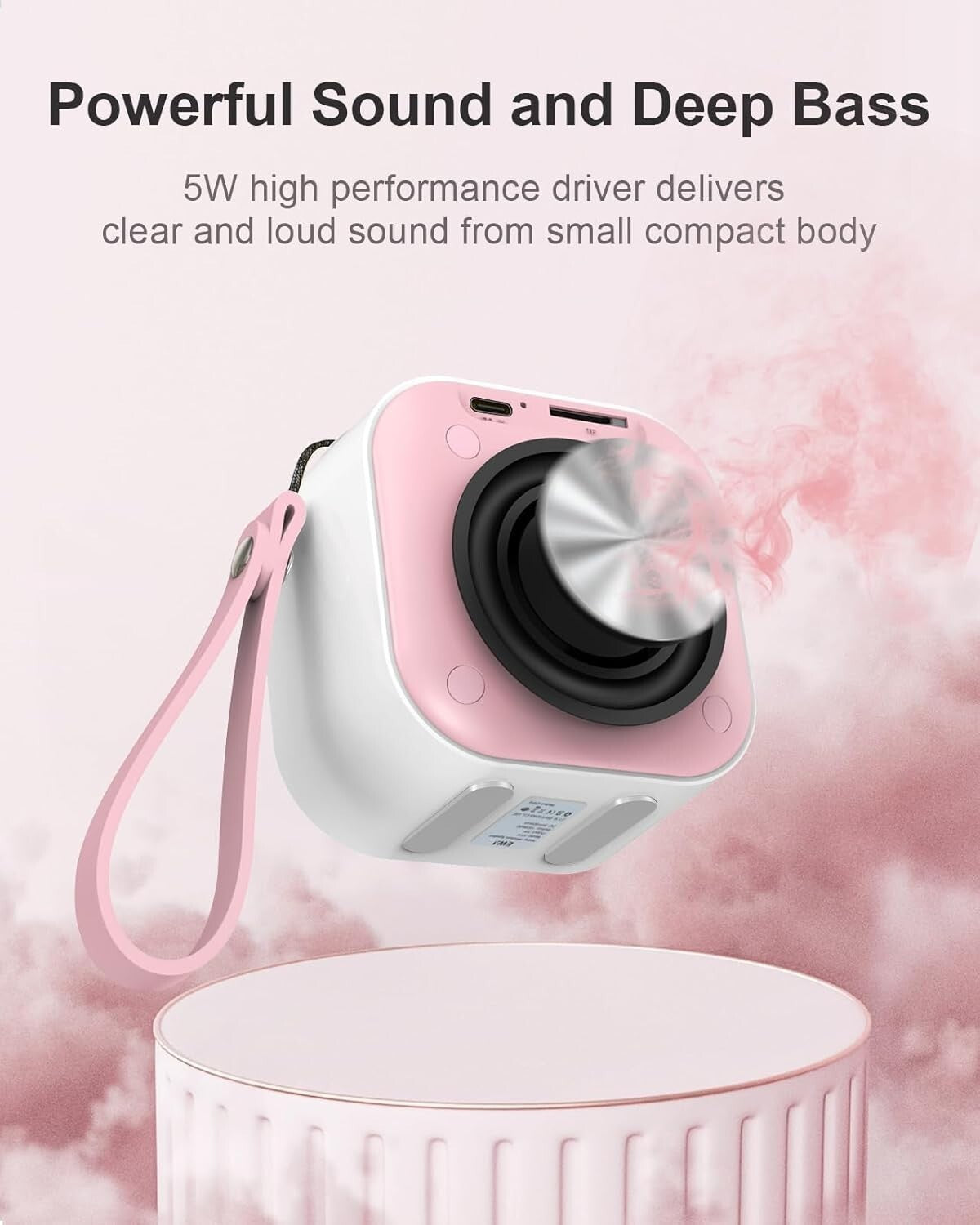 EWA Mini altoparlante wireless Bluetooth con cordino wireless portatile Rosa