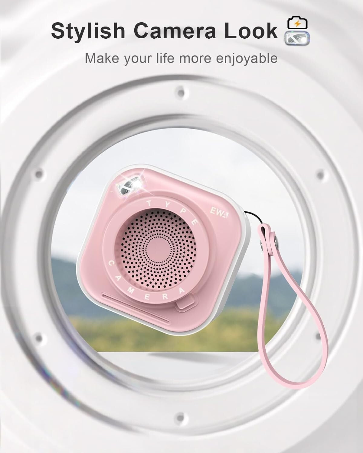 EWA Mini altoparlante wireless Bluetooth con cordino wireless portatile Rosa
