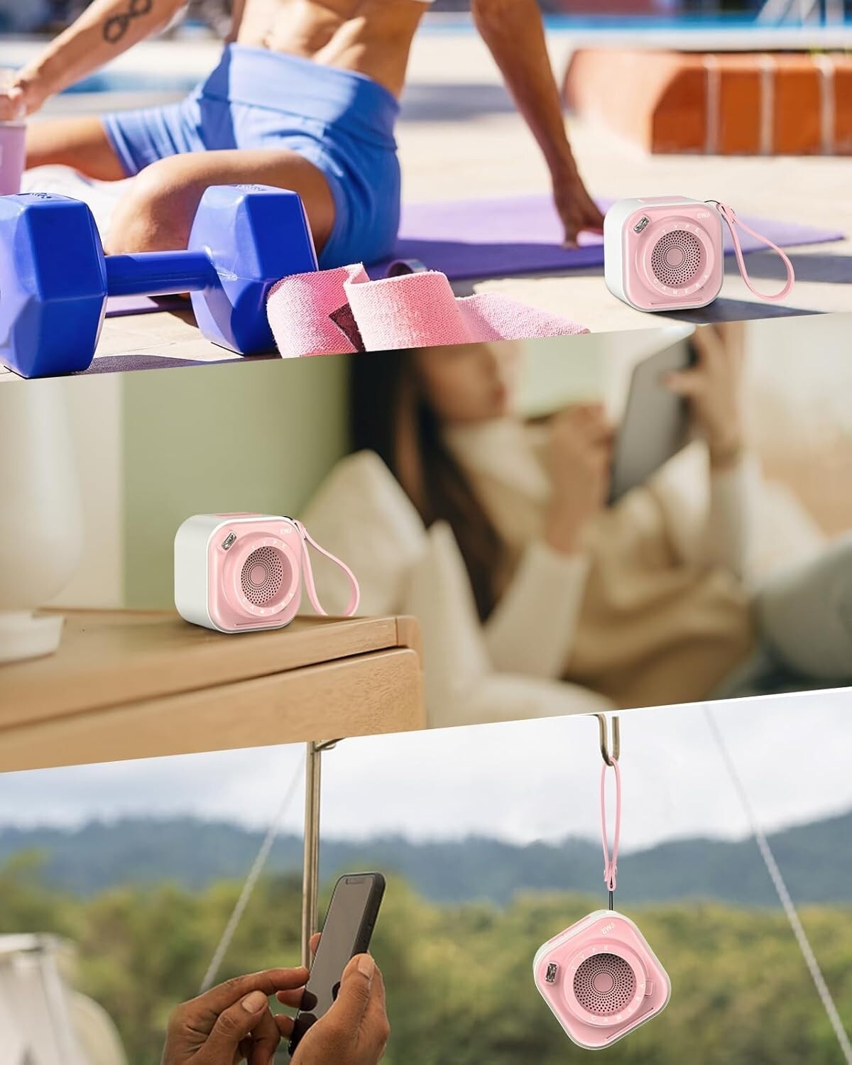 EWA Mini altoparlante wireless Bluetooth con cordino wireless portatile Rosa