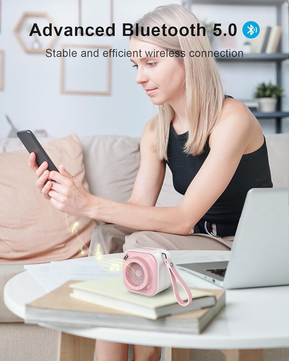 EWA Mini altoparlante wireless Bluetooth con cordino wireless portatile Rosa
