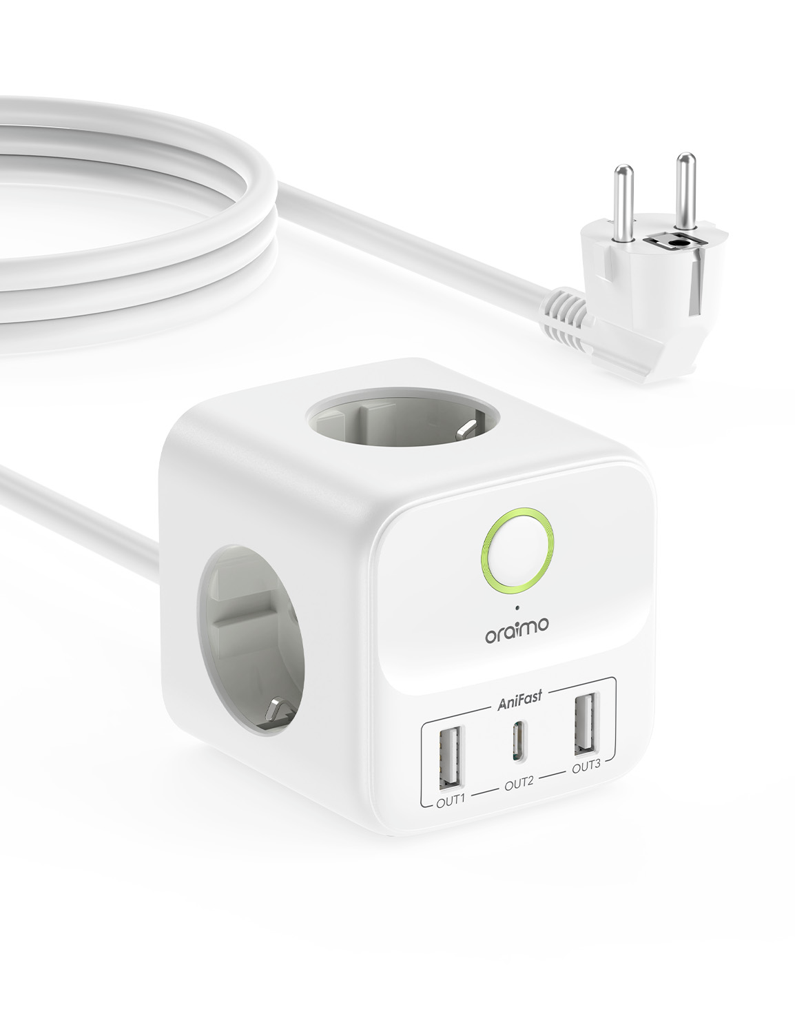 Cubo Multipresa Ciabatta Oraimo 3 Prese e 3 Porte USB C 20W