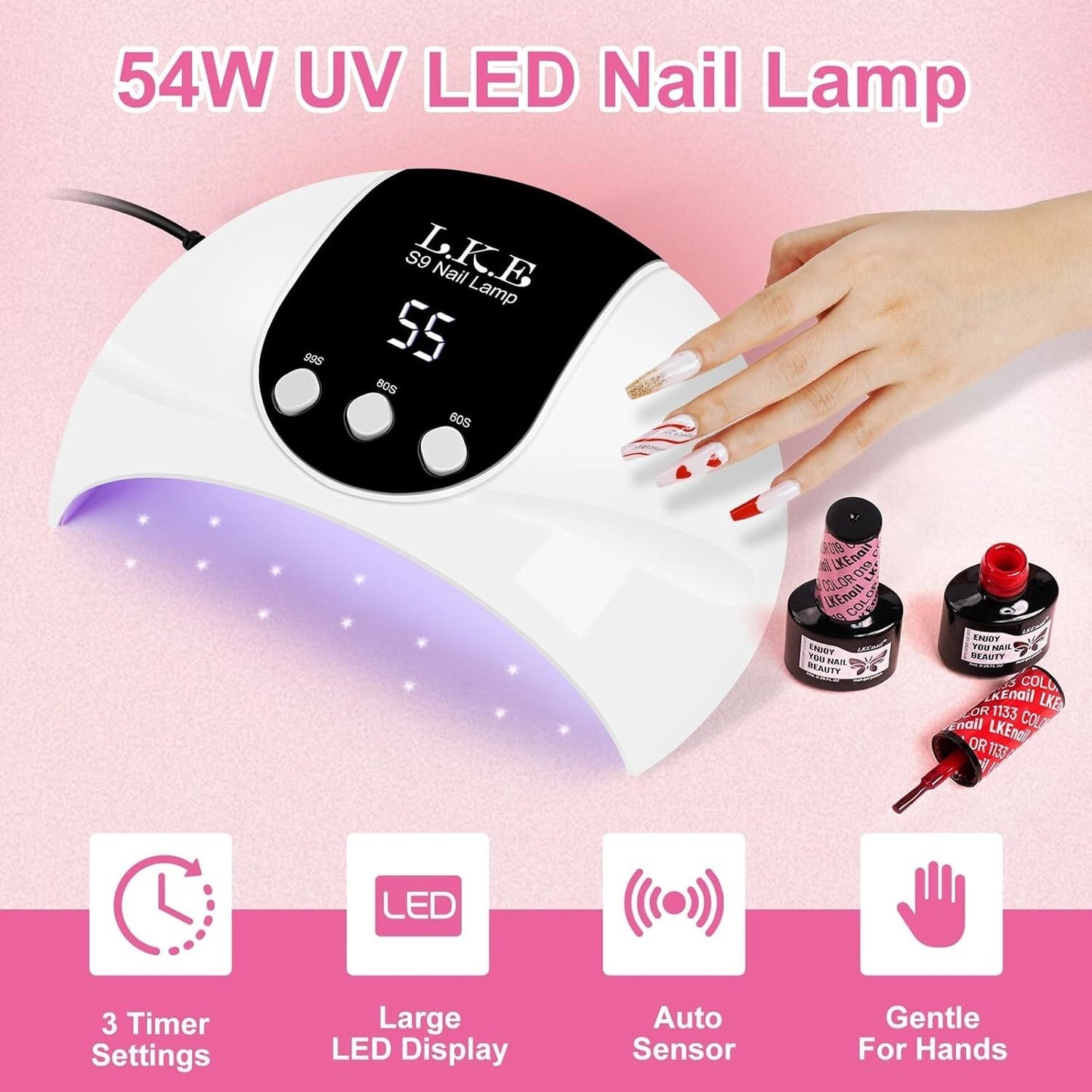 Lampada UV per unghie in gel 18 perle 3 impostazioni di timer sensore automatico