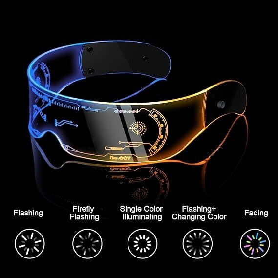 Occhiali luminosi a LED Flintronic luminosi al neon cyberpunk per cosplay dimmer