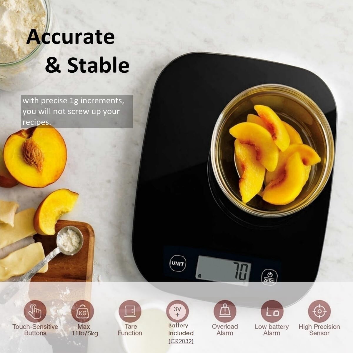 Bilancia da cucina digitale NUTRI FIT, elettronica multifunzione ultrasottile