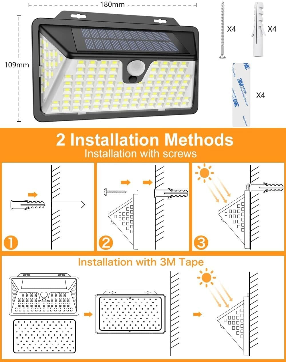 Luci di sicurezza solari 2 Kaulsoue per esterni con sensore di movimento Lampada