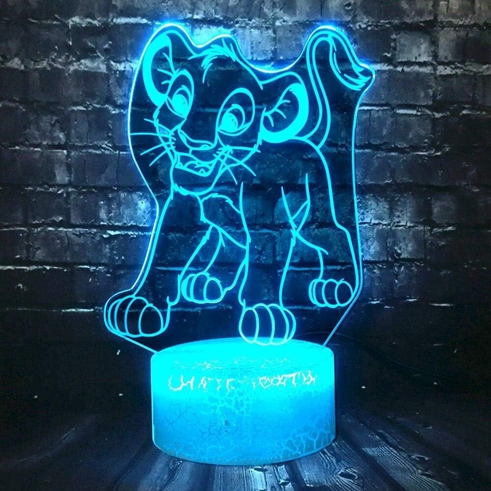 Lampada da tavolo a illusione 3D con luce notturna a LED, re della giungla