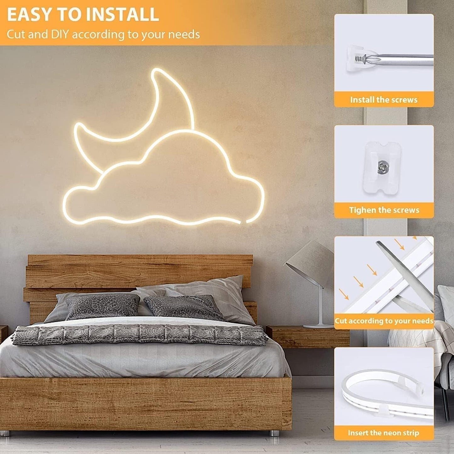 Striscia LED Sottopensile 2 m Bianco Caldo LED 3000 K Bianco Caldo adesiva Lemom