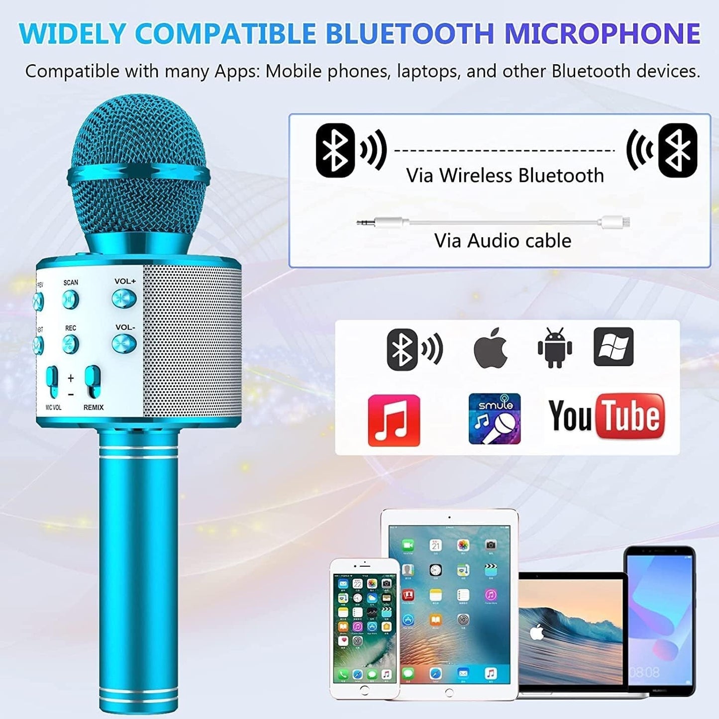 Microfono Karaoke Bluetooth Wireless per Bambini
