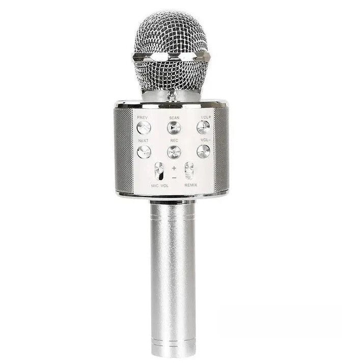 WS858 Microfono karaoke wireless Bluetooth 5 in 1 con luci a LED Altoparlante