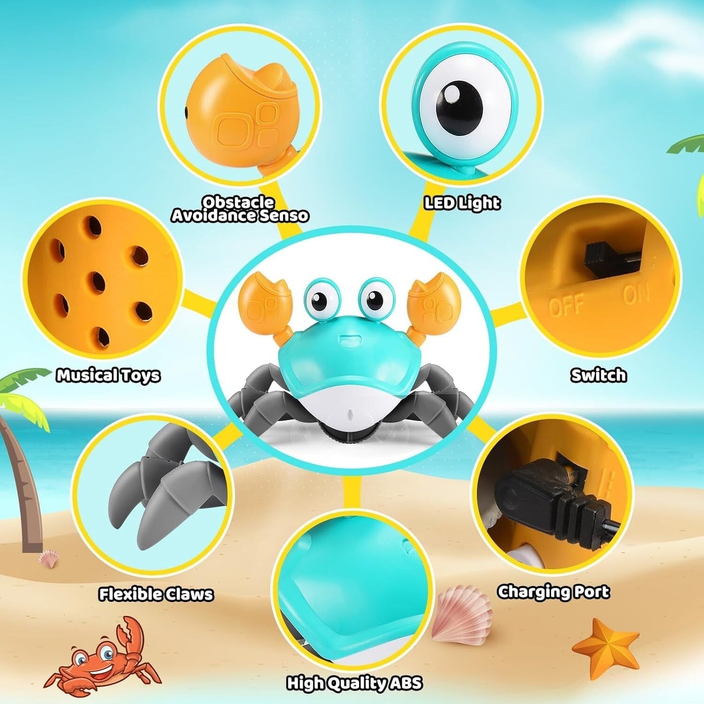 Toyzey Granchio Che Cammina, Giocattoli Bambini 1 Anno Neonato 3-6-9 Mesi