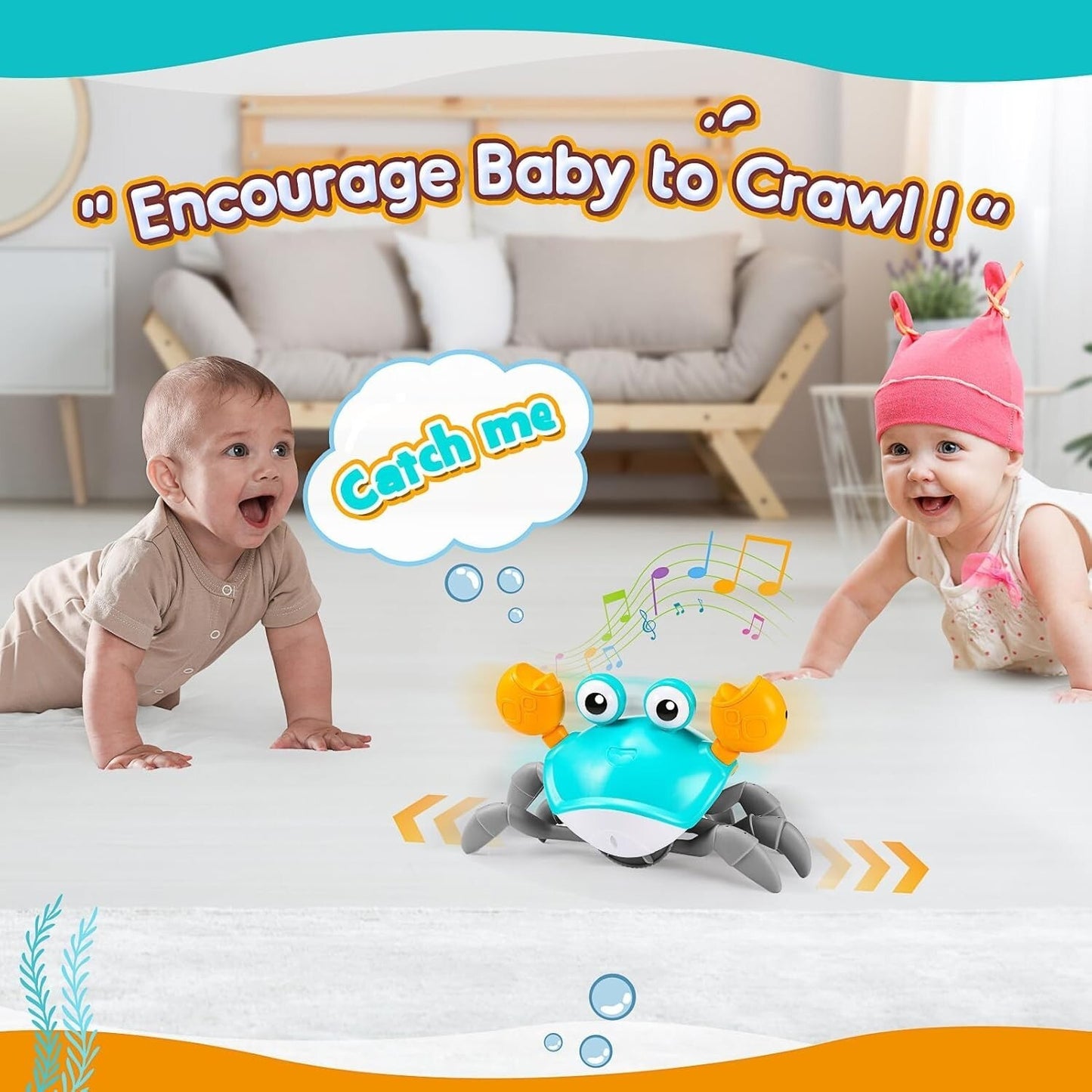 Toyzey Granchio Che Cammina, Giocattoli Bambini 1 Anno Neonato 3-6-9 Mesi