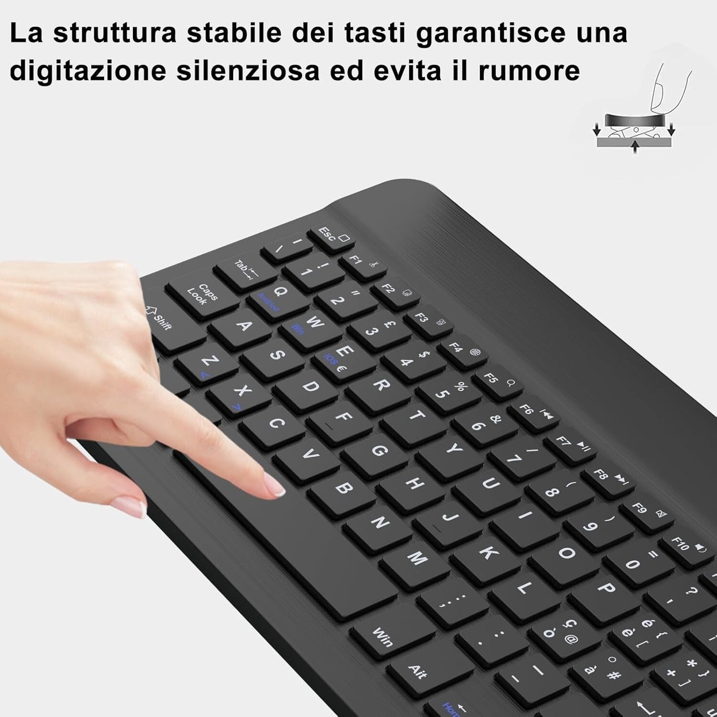WAVATA Tastiera Bluetooth Wireless Portatile da 10 Pollici ricaricabile