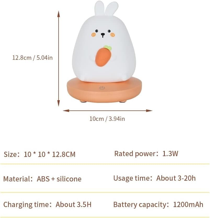 Luce Notturna Bambini Silicone USB Ricaricabile Regolabile Per Cameretta Bambini