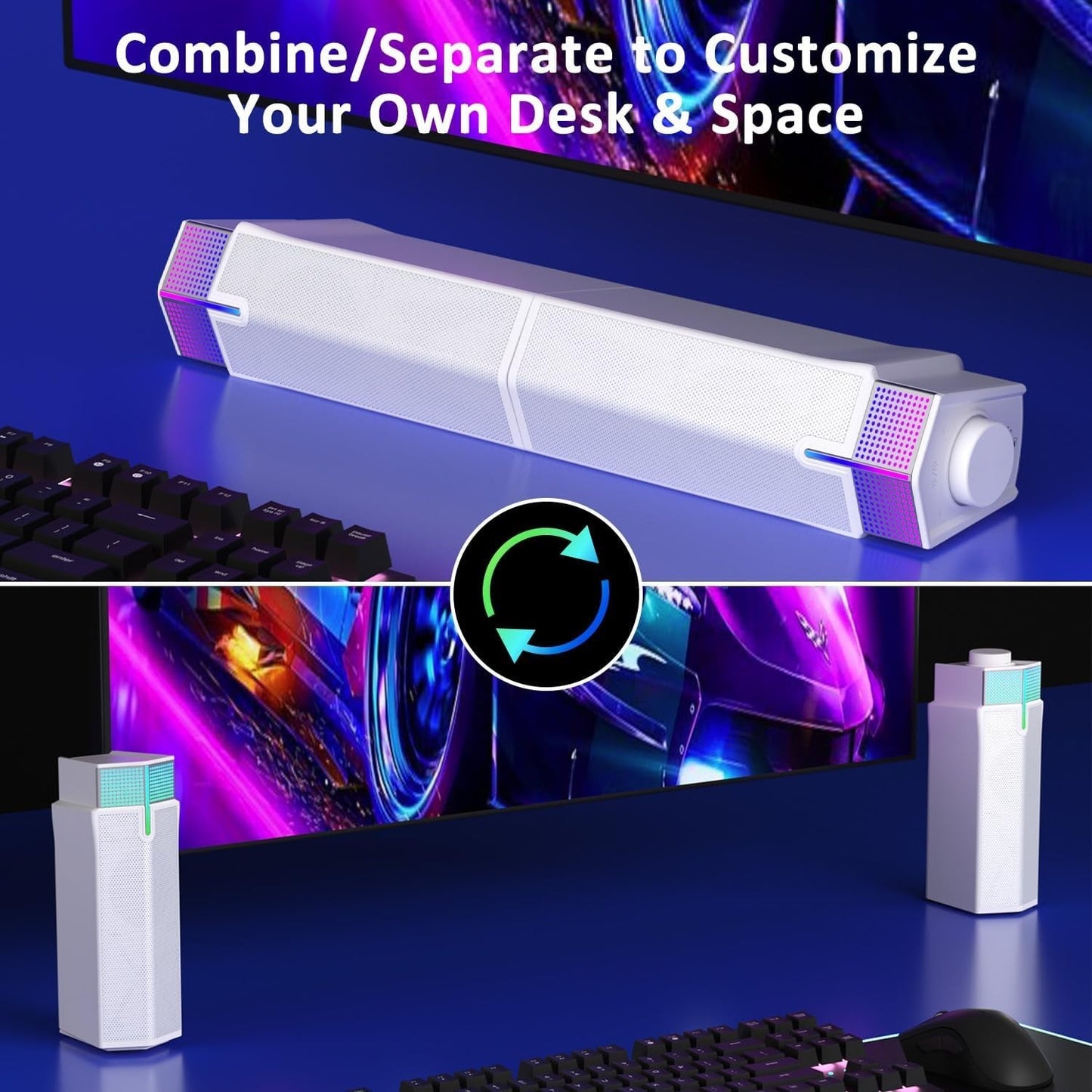 Soundbar per PC, Altoparlante Bluetooth con RGB Jeecoo M20 Altoparlante stereo