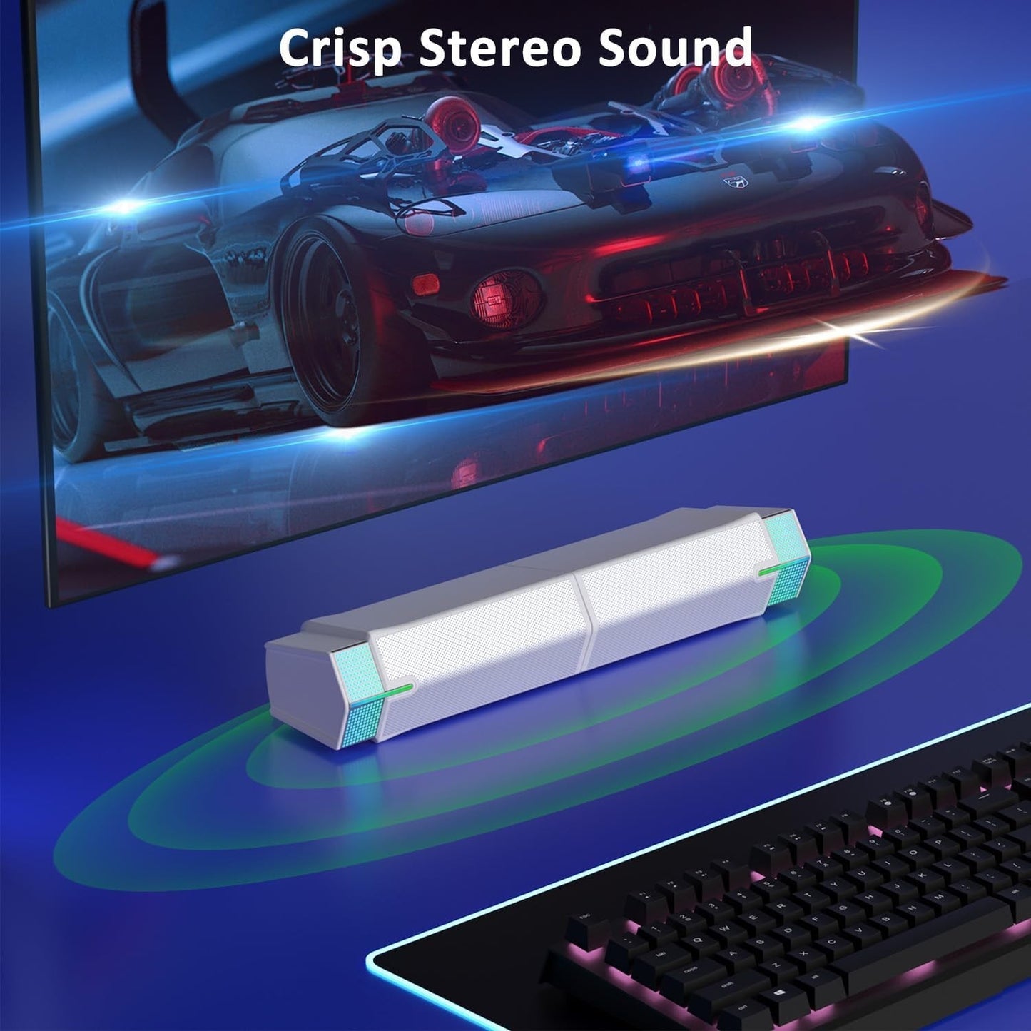 Soundbar per PC, Altoparlante Bluetooth con RGB Jeecoo M20 Altoparlante stereo