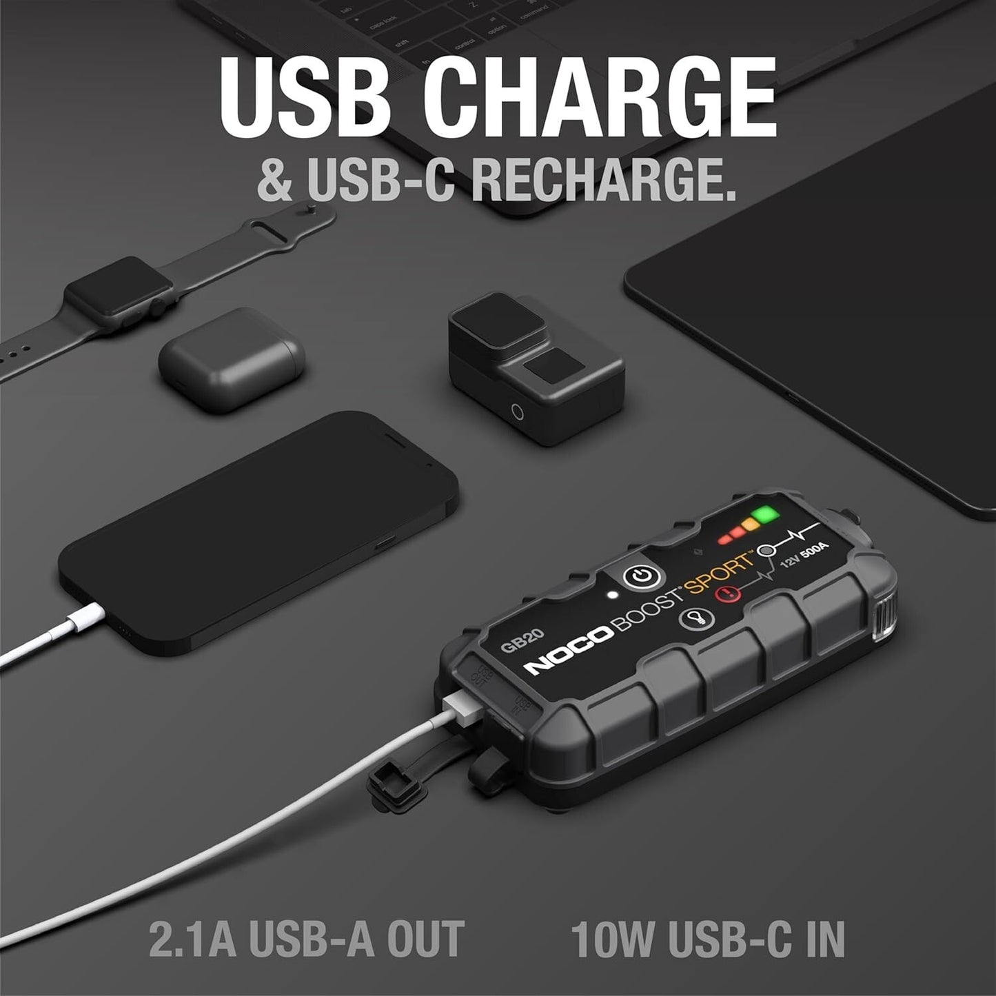 Avviatore di emergenza al litio NOCO Boost GB20 UltraSafe 500A 12V per veicoli