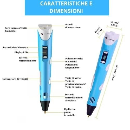 FANDYM Penna 3D Professionale stampe disegni tridimensionali kit filamenti