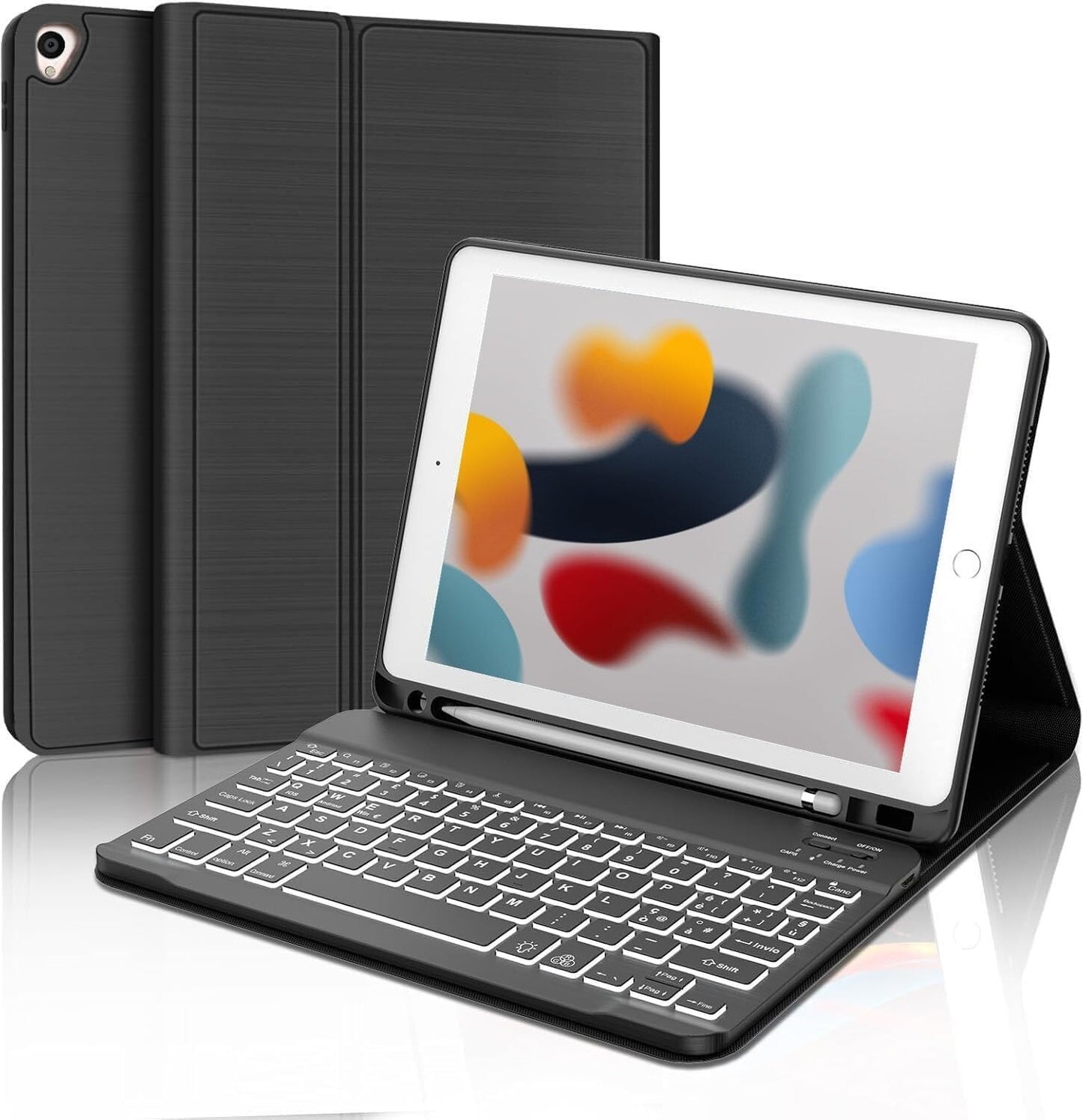 Cover e Tastiera per iPad 9a/8a/7a Generazione, per iPad 10.2" Retroilluminata