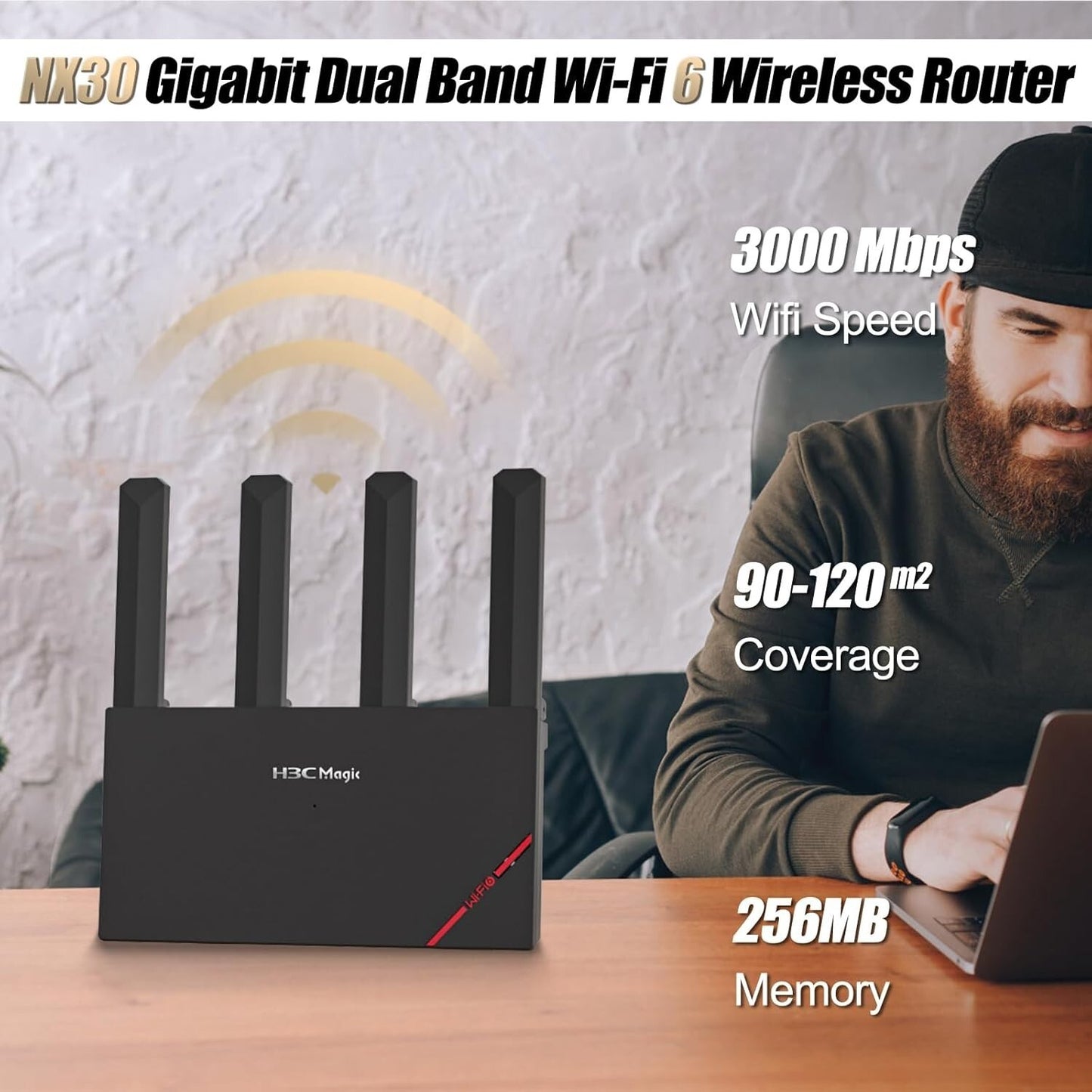 Router WLAN H3C Magic NX30 Wi-Fi 6 2402 Mbps 5 GHz, 574 Mbps 2,4 GHz,1 porta WAN