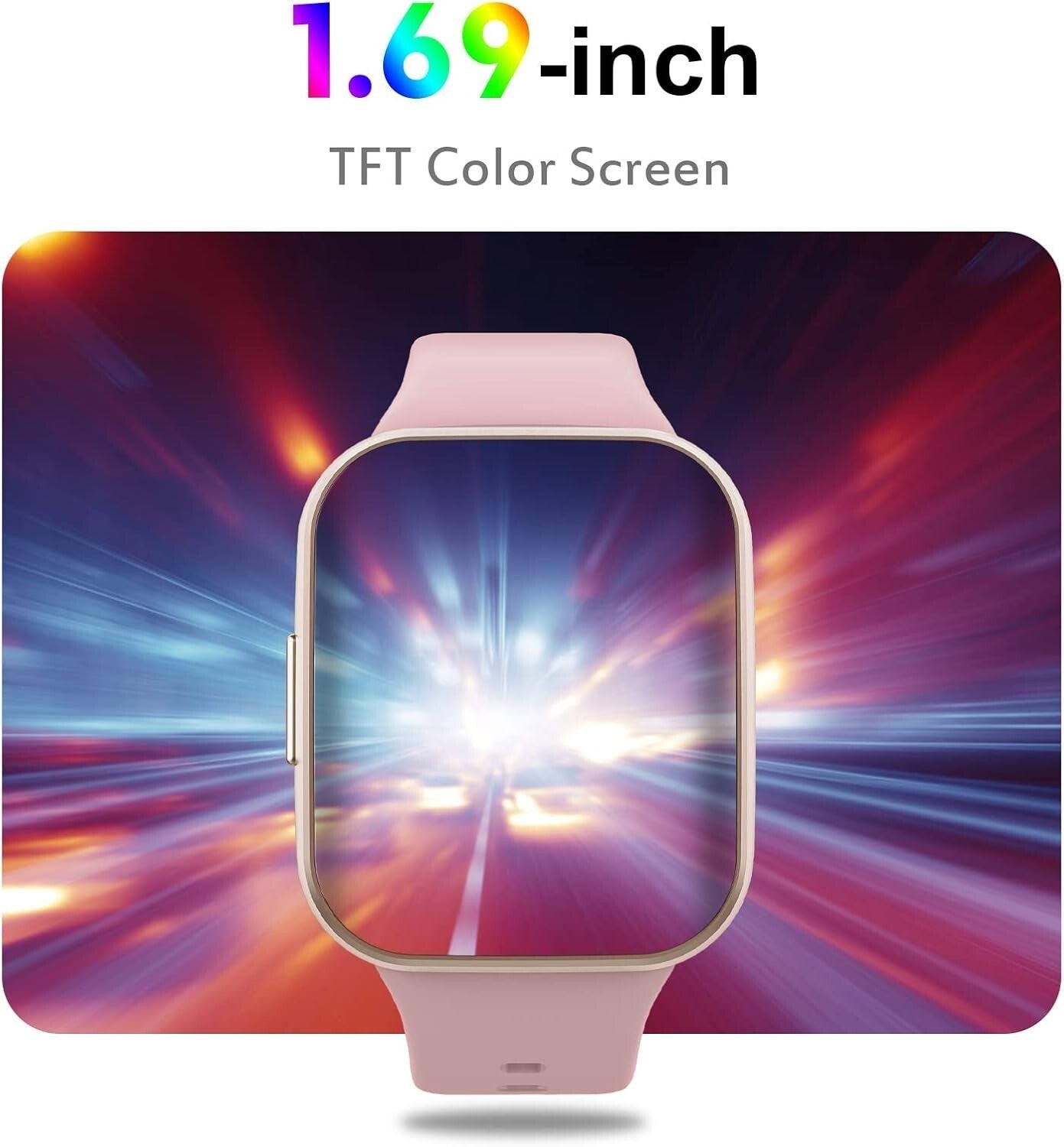Jugeman Q23 Smartwatch Donna Rosa Orologio Fitness 1.69'' HD 25 Sportivo IP68