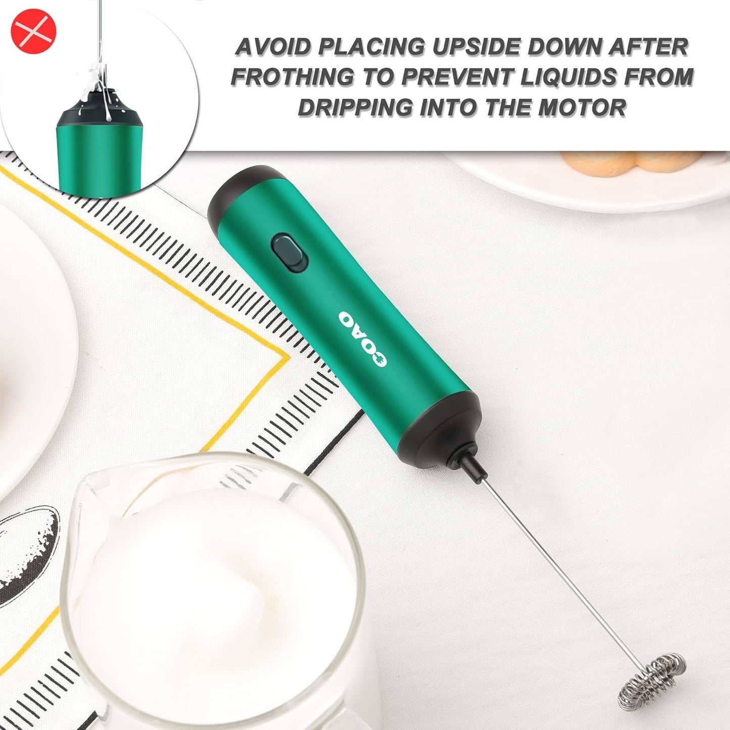 Mini schiumalatte elettrico potente e verde ricaricabile portatile COAO