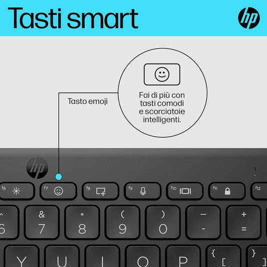 HP 350 Tastiera Wireless e Bluetooth 5.2, Connessione Multi-dispositivo, Qwerty