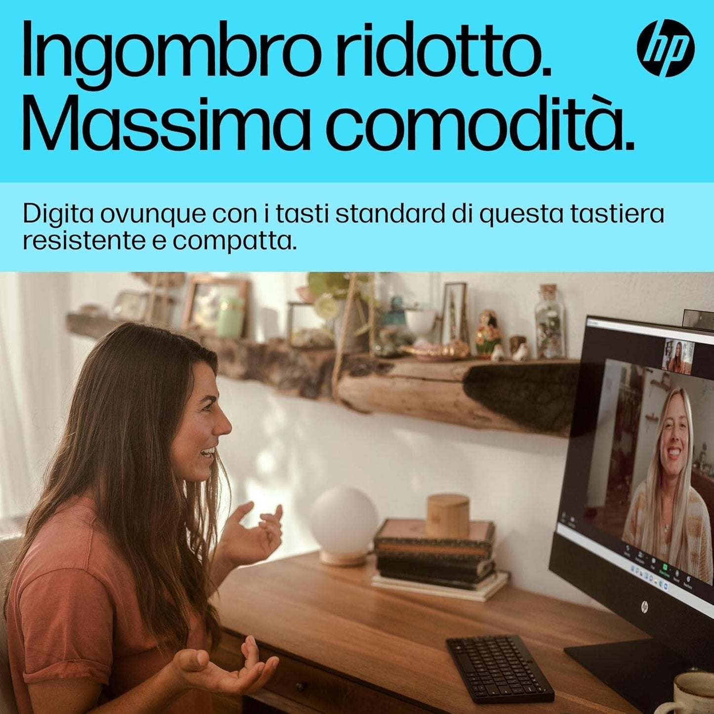 HP 350 Tastiera Wireless e Bluetooth 5.2, Connessione Multi-dispositivo, Qwerty