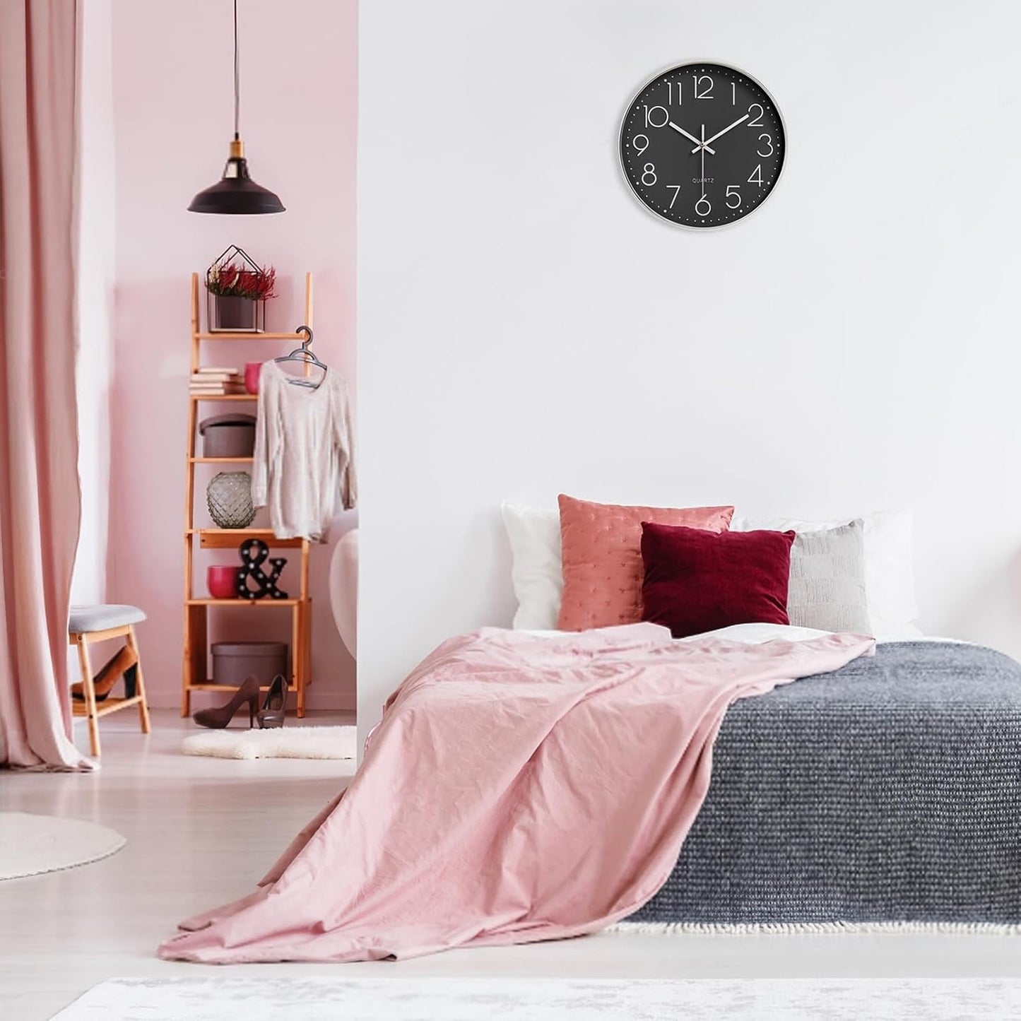 Orologio da parete Nutabevr da 12 pollici, nero, silenzioso, moderno, 30 cm