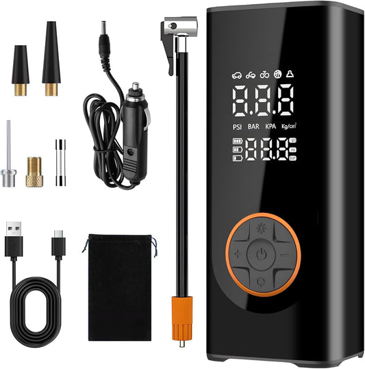 Compressore d'aria portatile per auto pompa per pneumatici  6000 mAh 150 PSI