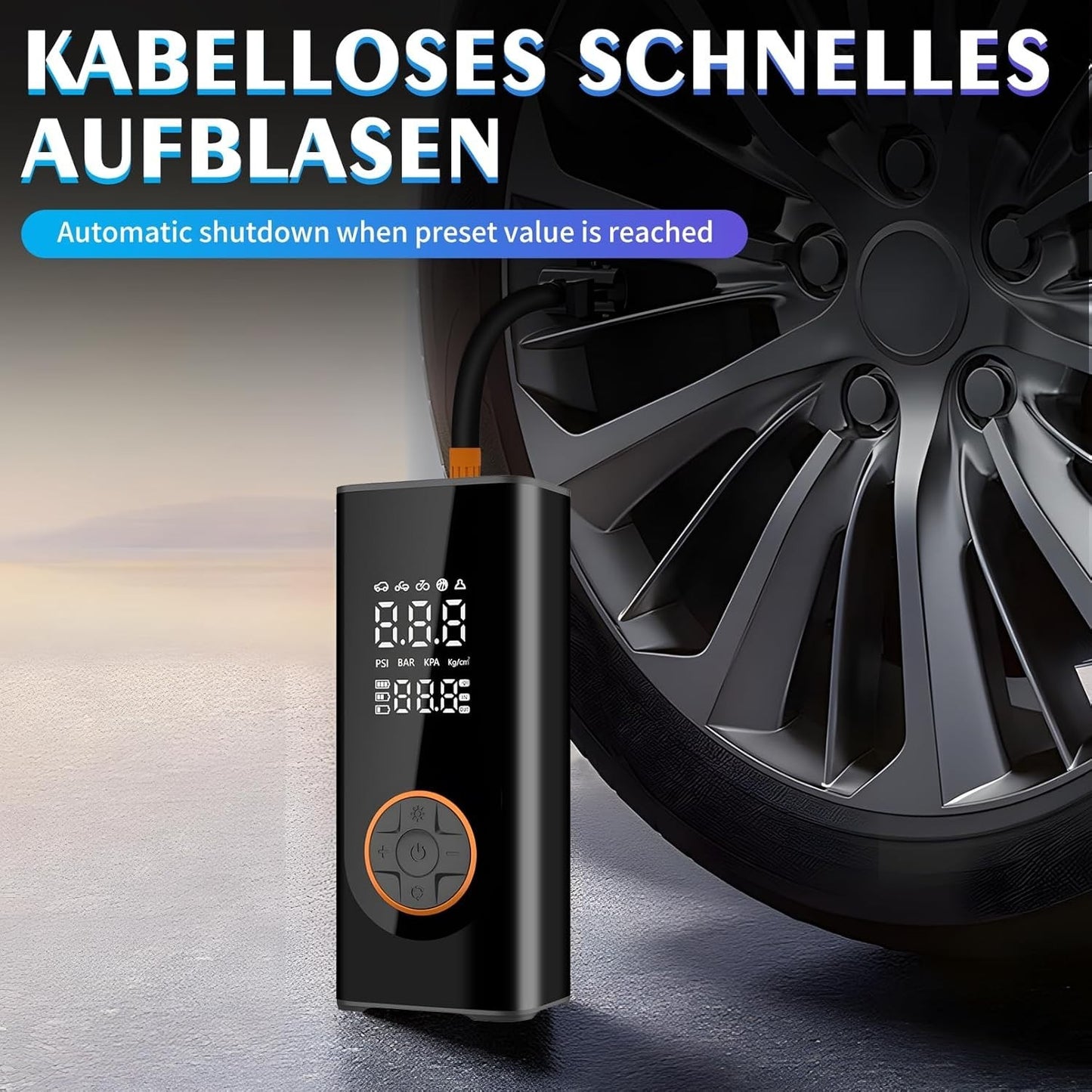 Compressore d'aria portatile per auto pompa per pneumatici  6000 mAh 150 PSI