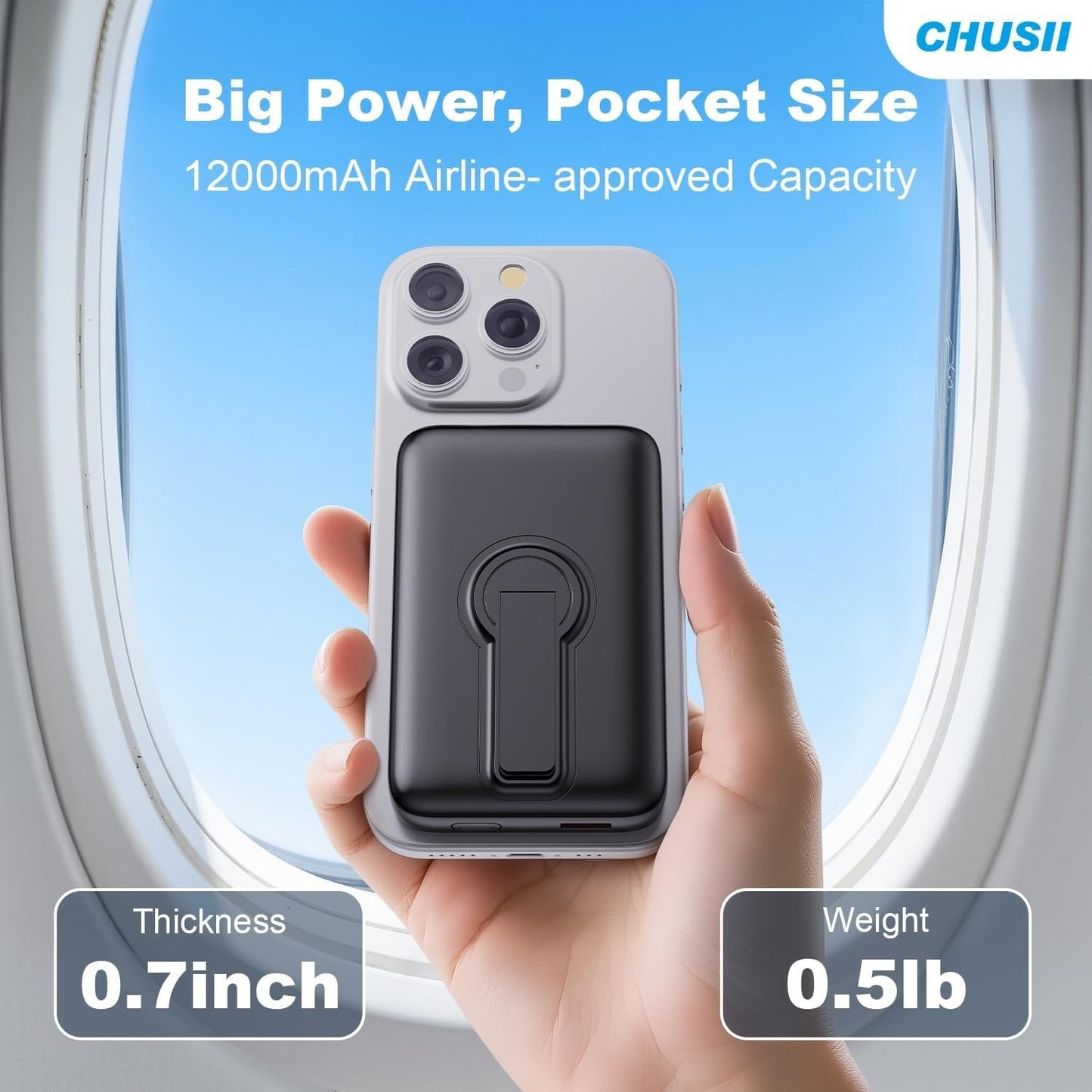 Caricabatterie Power bank portatile magnetico wireless 12000 mAh ricarica rapida