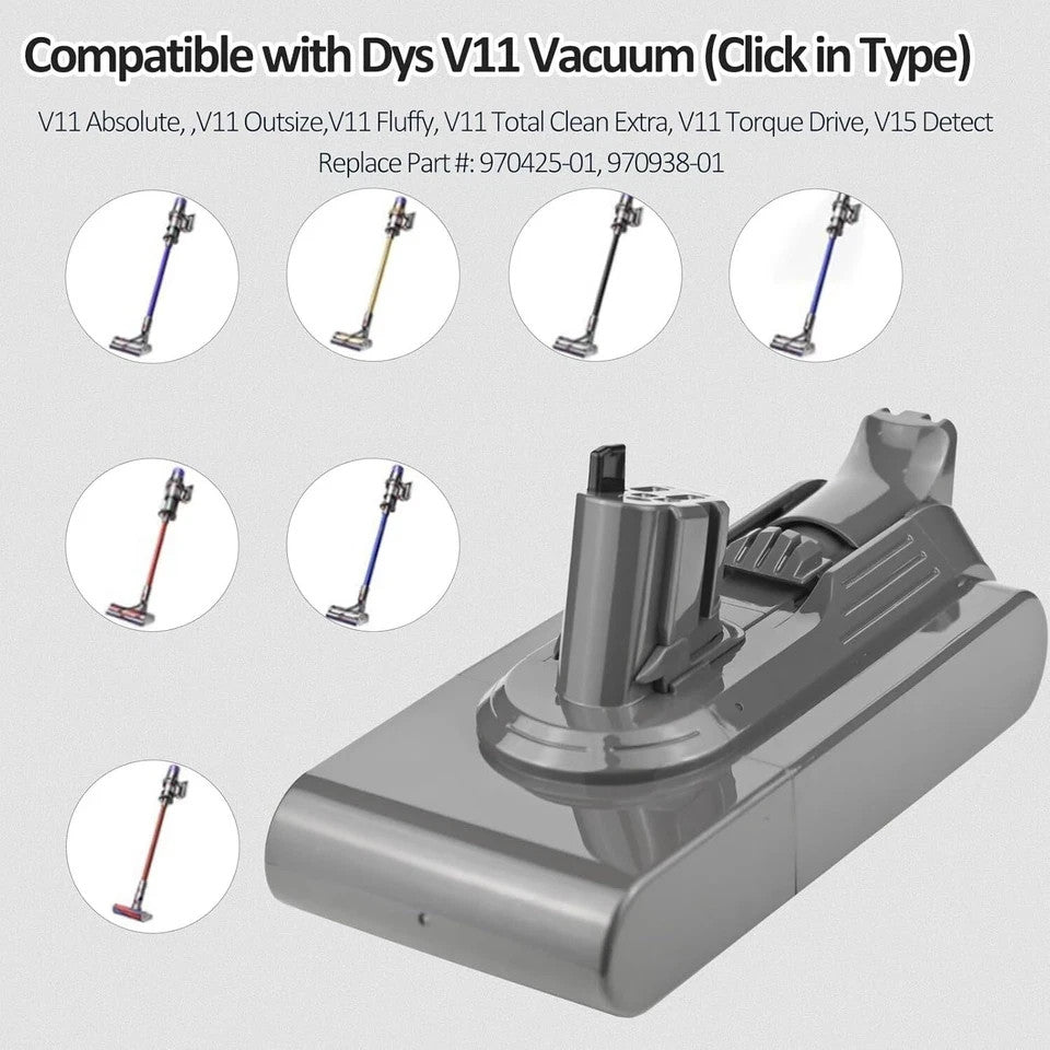 Batteria sostitutiva ad alta capacità V11 compatibile con Dyson V11 8000mah