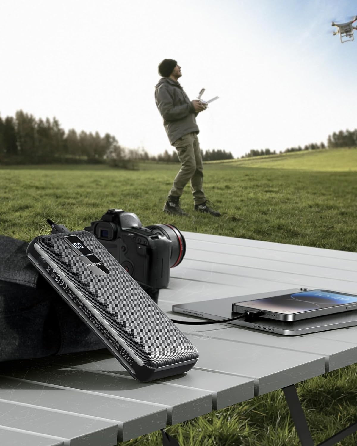 Power Bank 30000mAh VEEKTOMX USB C Ricarica rapida display LED 4 uscite 2 ingres