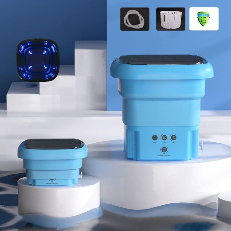 Lavatrice portatile e asciugatrice pieghevole combinata con luce blu e cestello