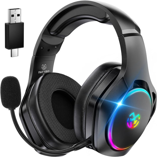 Cuffie da gioco wireless Tatybo per PC/Ps5/PS4 con doppia modalità 2,4 GHz + Blu