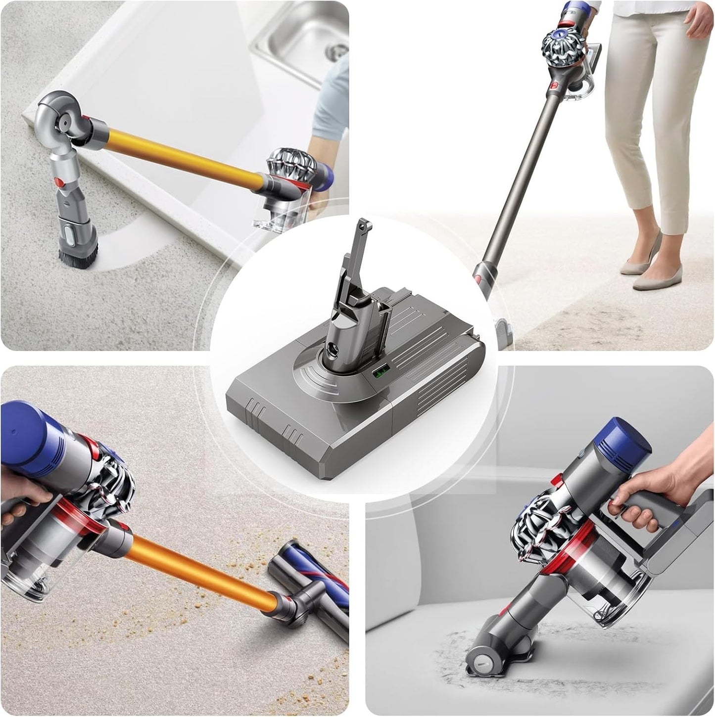 Batteria di ricambio V8 per Dyson agli ioni di litio da 6000 mAh  21,6 V