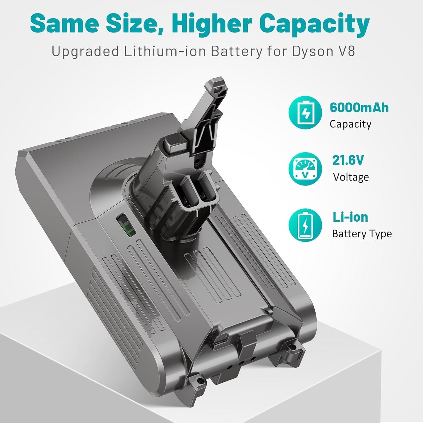 Batteria di ricambio V8 per Dyson agli ioni di litio da 6000 mAh  21,6 V